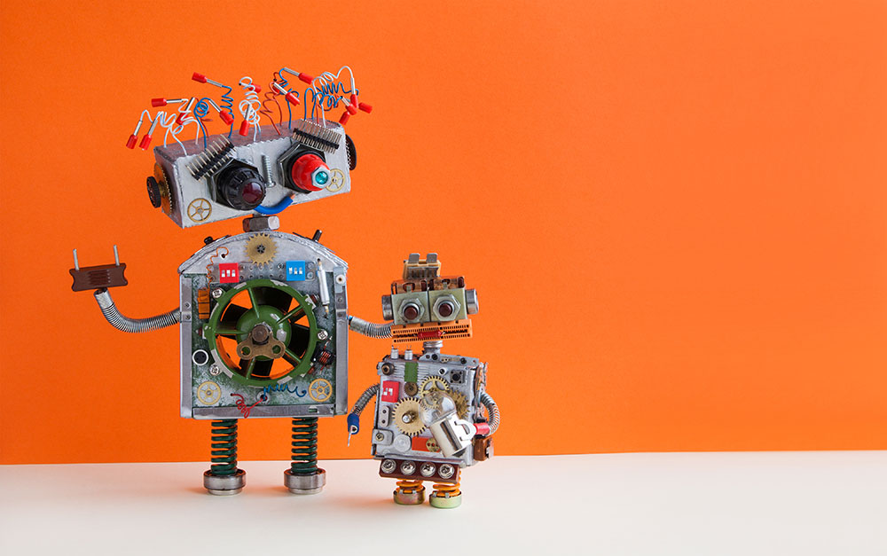 Photo of a robot parent and child